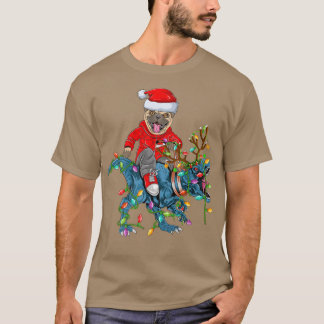 Pug Hondenliefhebber Xmas lampjes met rugleuning D T-shirt