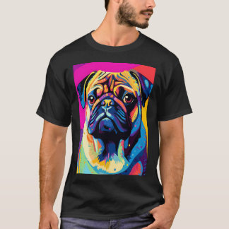 Pug-hondenportretten tekening. dier kleurrijk. Die T-shirt