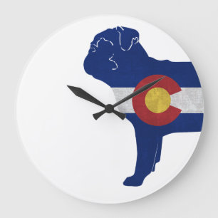 Pug Hondenras Colorado Flag Silhouette Grote Klok