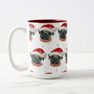 Pug Hondenras Kerststerren Tweekleurige Koffiemok