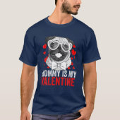 Pug Hondenras Nerd Glazen mama is mijn Valentijn. T-shirt (Voorkant)
