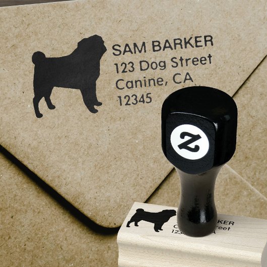 Pug Hondenras Silhouet Retouradres Rubberstempel