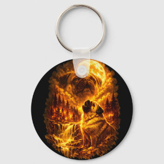 Pug howling at moon dramatic full moon  sleutelhanger