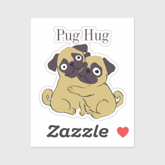 Pug hug sticker (Vel)
