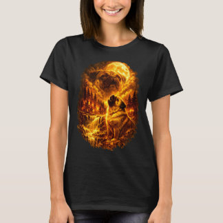 Pug huilt naar de maan dramatische volle maan  t-shirt