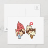 pug_ice_crème.png briefkaart (Voorkant / Achterkant)