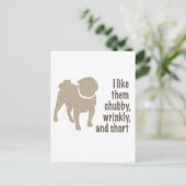 Pug - Ik hou van hen, Chubby, Kort en Kort Briefkaart (Staand voorkant)