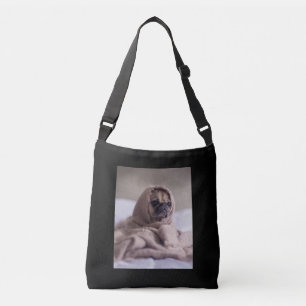 Pug in Blanket Cute Pug Hondenliefhebber Gift Crossbody Tas