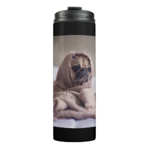 Pug in Blanket Cute Pug Hondenliefhebber Gift Thermosbeker