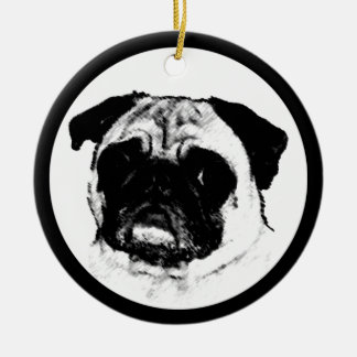 Pug in Circle Keramisch Ornament
