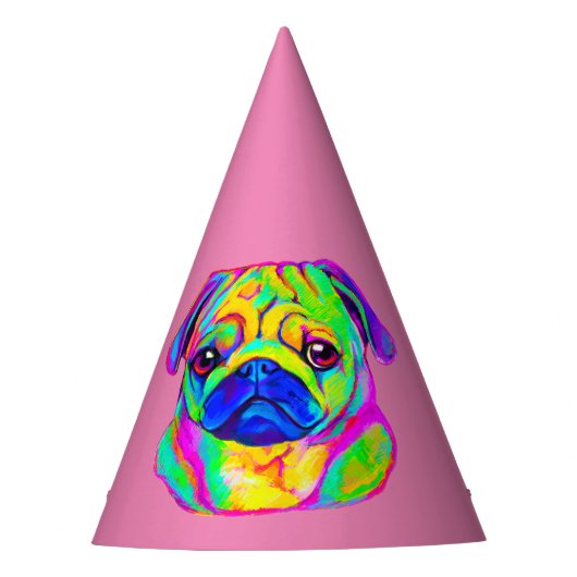 Pug in Colors Birthday Feesthoedjes (Voorkant)