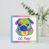 Pug in Colors Birthday Kaart (Staand voorkant)
