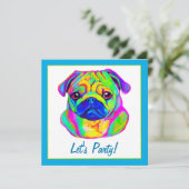 Pug in Colors Birthday Kaart (Staand voorkant)