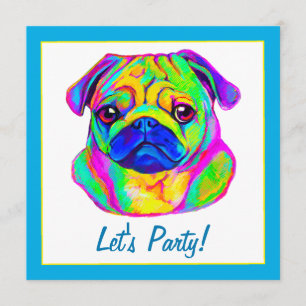 Pug in Colors Birthday Kaart