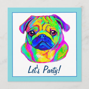 Pug in Colors Birthday Kaart