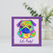 Pug in Colors Birthday Kaart (Staand voorkant)