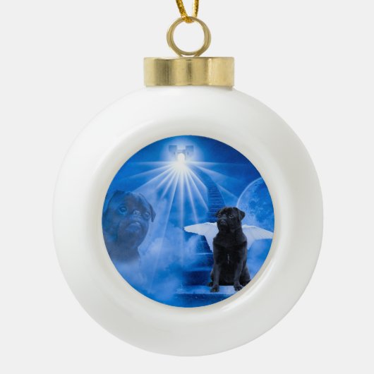 Pug in de hemel als engelensympathie keramische bal ornament (Voorkant)