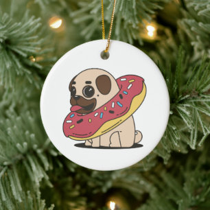 Pug In Donut Keramisch Ornament