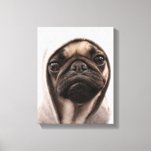 Pug in een hodie canvas afdruk (Voorkant)