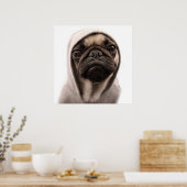 Pug in een hodie poster (Keuken)