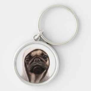 Pug in een hodie sleutelhanger