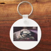Pug in glas sleutelhanger (Voorkant)