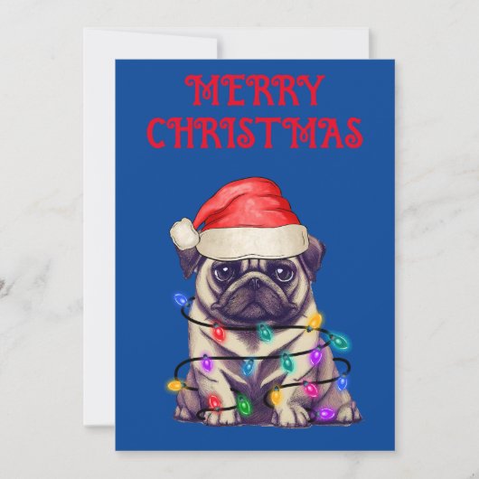 "PUG IN KERSTLICHTJES" KAART (Voorkant)