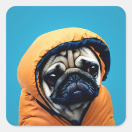 Pug in puffeljassticker vierkante sticker
