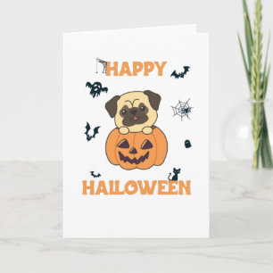 Pug in Pumpkin Sweet Dogs Happy Halloween Kaart