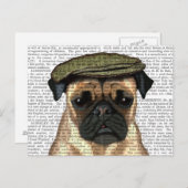 Pug in vlak Pet Briefkaart (Voorkant / Achterkant)