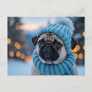 Pug in Winter Wonderland, Kerst Kaart