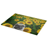 Pug in zonnebloemen snijplank (Hoek)