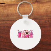 Pug Inside Cup Coffees Lover Valentines Day Heart Sleutelhanger (Voorkant)
