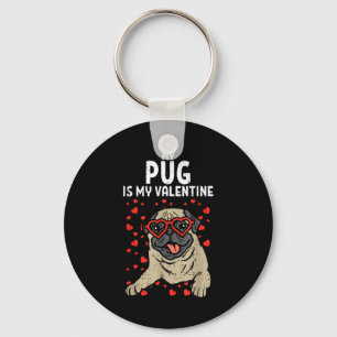 Pug Is Mijn Valentijn Schattige Valentijnsdag Huis Sleutelhanger