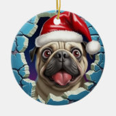 Pug Kerst 3d Keramisch Ornament (Voorkant)