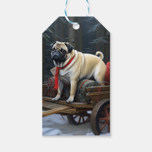 Pug Kerst Feestelijke Periode Cadeaulabel (Voorkant)