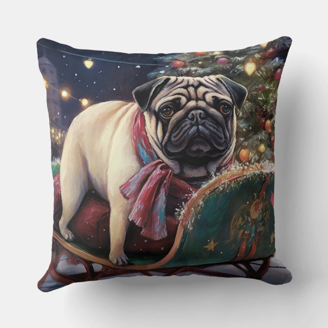 Pug Kerst Feestelijke Periode Kussen (Achterkant)
