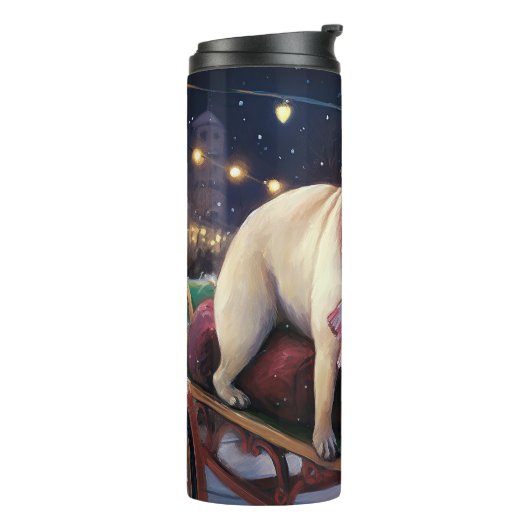 Pug Kerst Feestelijke Periode Thermosbeker (Gedraaid links)