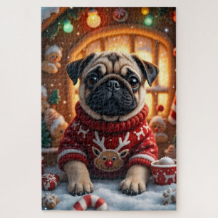 Pug Kerst Kunst Legpuzzel