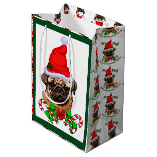 Pug kerst Merry Medium Cadeauzakje