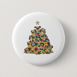Pug Kerstboom Vrolijke Dogma's Schattige Ronde Button 5,7 Cm