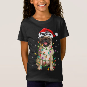 Pug kerstboomverlichting Santa Dog-programma's Fun T-shirt