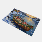 Pug Kerstboot Vakantie Deurmat (Schuin)