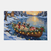 Pug Kerstboot Vakantie Deurmat (Voorkant)