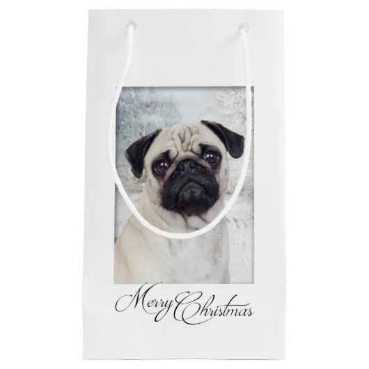 Pug kerstcadeau klein cadeauzakje (Voorkant)