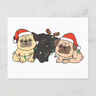 Pug-kerstdieren Cute Dogs Holiday Briefkaart