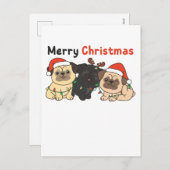 Pug-kerstdieren kotsen vrolijk kerstfeest feestdagenkaart (Voorkant / Achterkant)