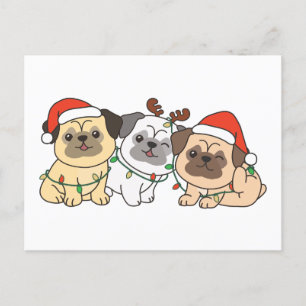 Pug-kerstdieren kotterhonden feestdagenkaart