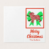 Pug-kersthond en Green Bow-cadeautje Kaart (Buitenkant ongevouwen)