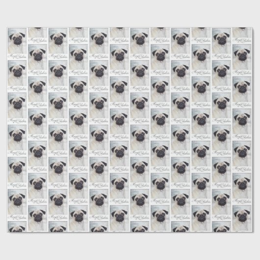Pug-kerstinpakpapier Cadeaupapier (Vlak)